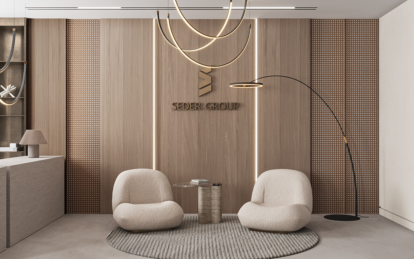 workspace Office interior design  archviz visualization modern architecture Office Design reception luxury