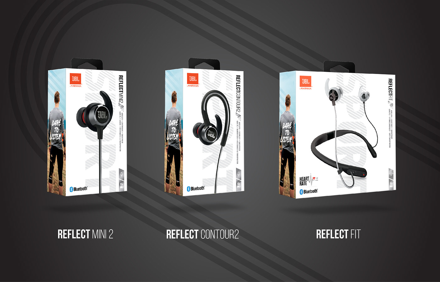 Packaging design industrial design  Digital Art  sport headphones jbl Layout Structure Design editorial design 