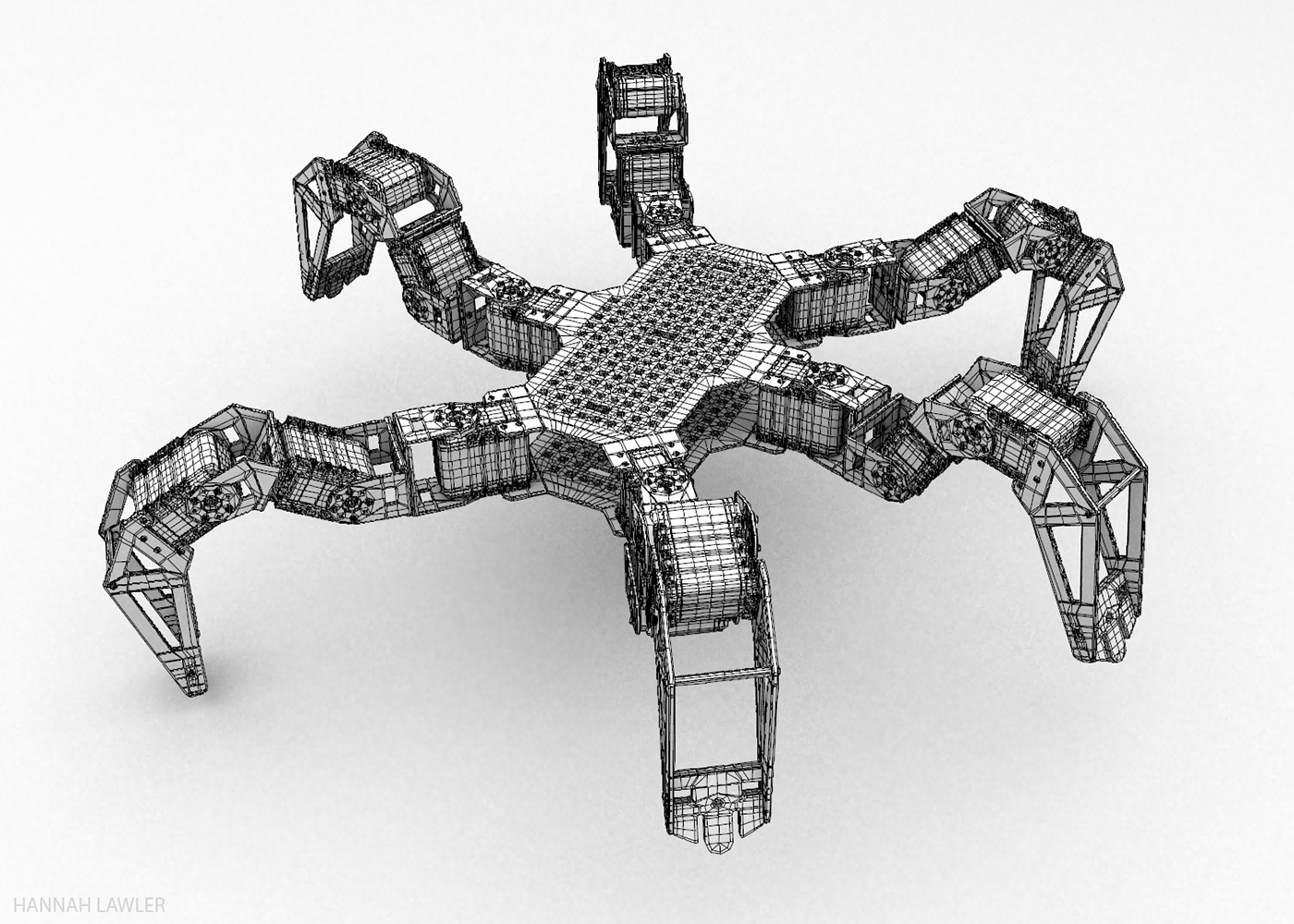 drone Hexapod robot hard surface modeling 3d modeling Maya 3D