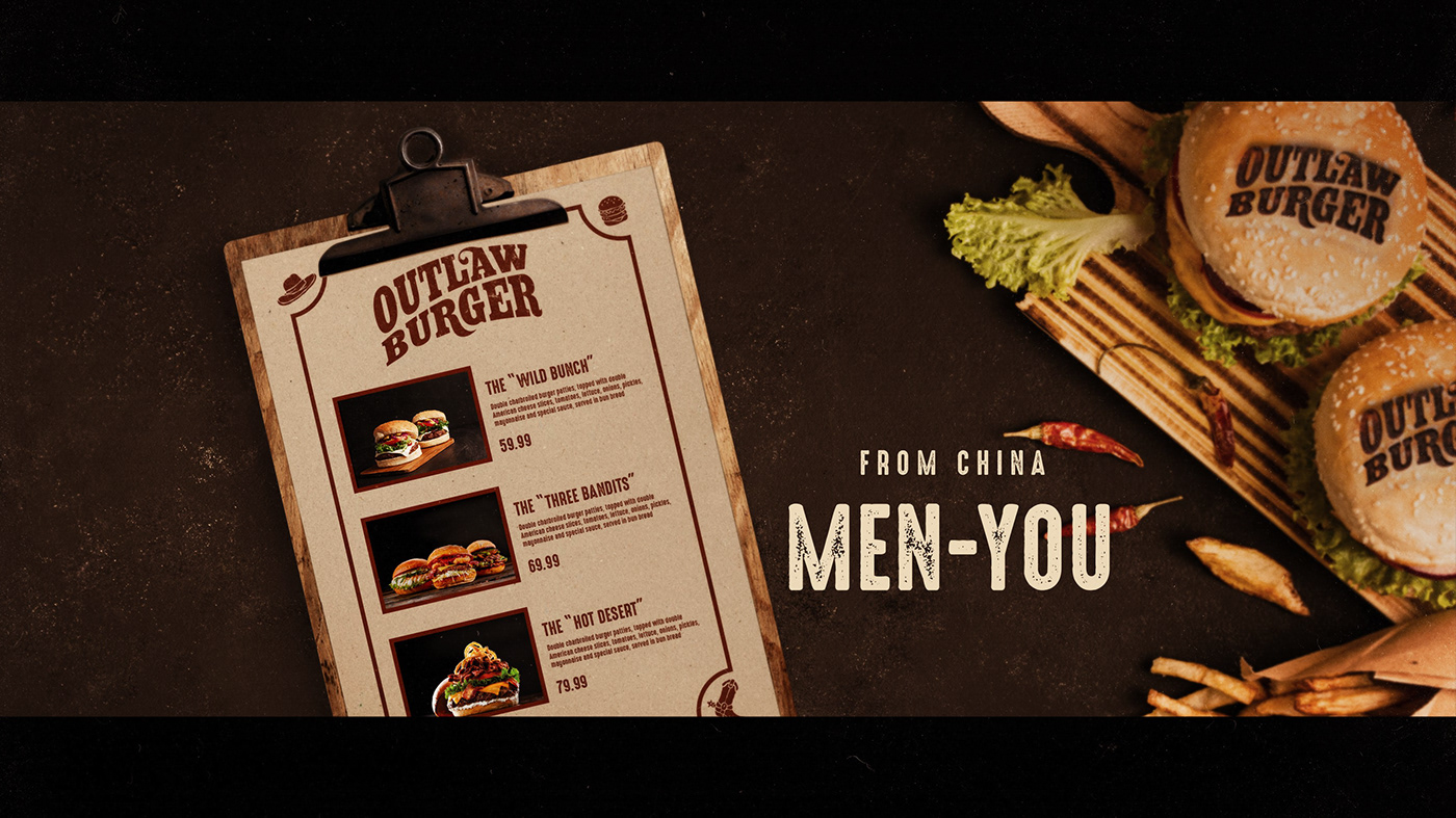 burger cowboy diner Food  grill identity Logotype Retro typography   wild west
