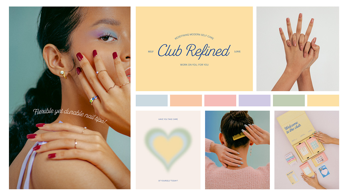 beauty branding  feminine gradient logo nails Packaging vintage visual identity woman