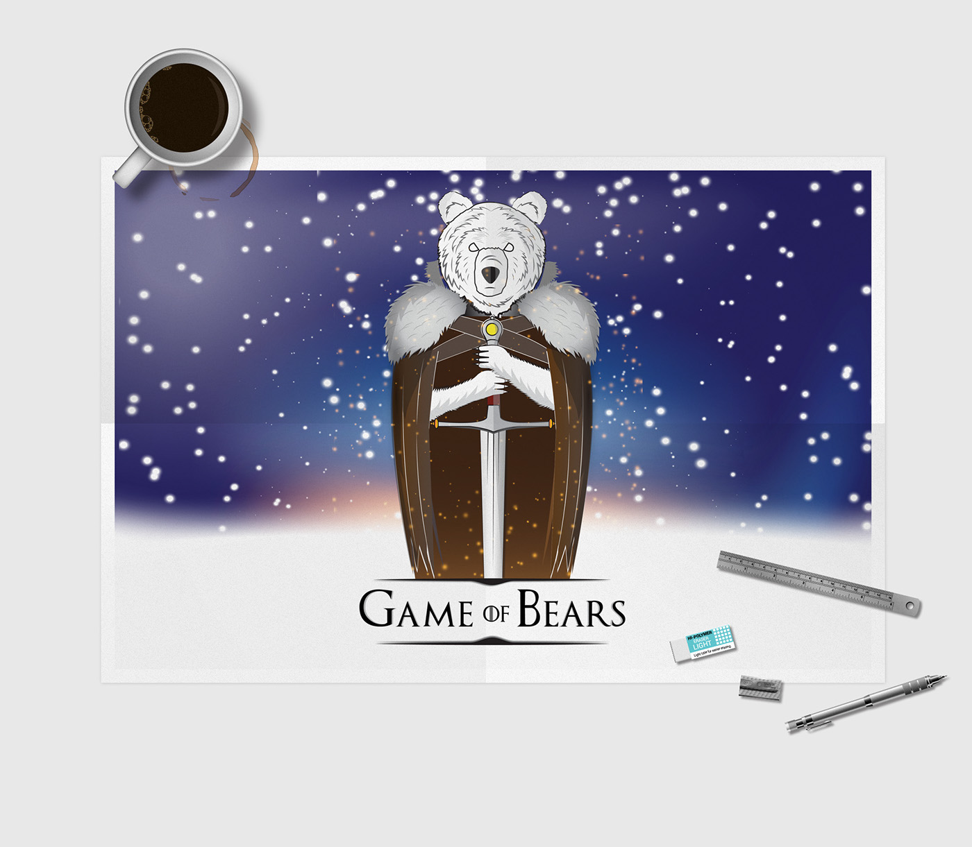 Poster Design posters poster bear animals around us game of throns winter graphic design  print brand