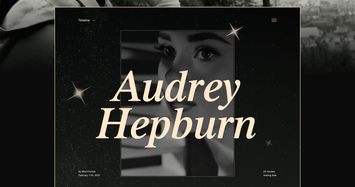 article Audrey Hepburn design graphic design  hollywood UI UI/UX ux Web Design  Website