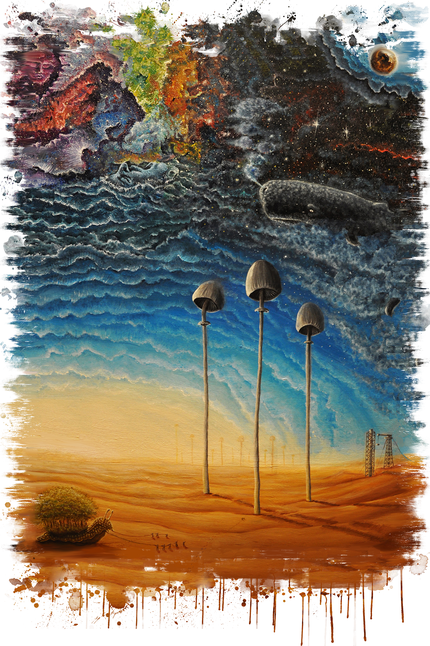 Whale desert Mushrooms snail Space  planet universe clouds psy surreal abstract #madethis  #PassportToCreativity #MadeThis #PassportToCreativity