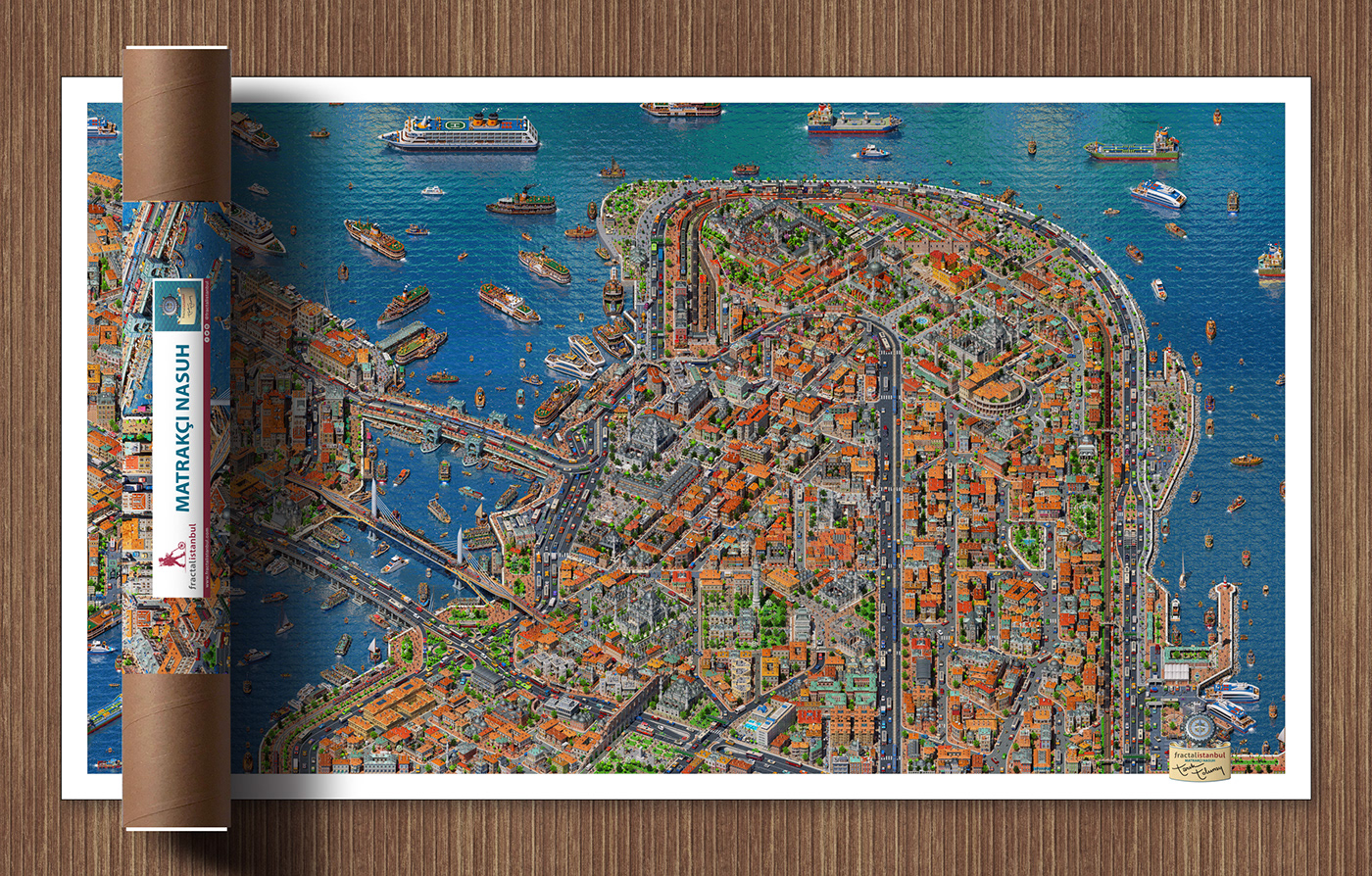 Turkey istanbul city architecture map poster ILLUSTRATION  Digital Art  cartoon
