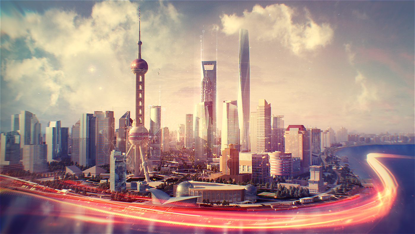 shanghai sketches UI city Night City morning city