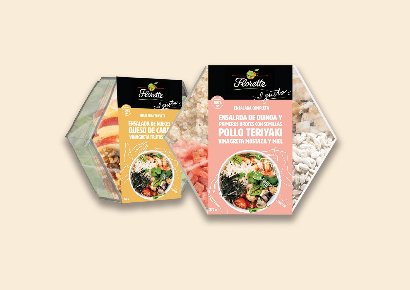 branding  comida eco ensalada Florette Food  marca Packaging salad takeaway
