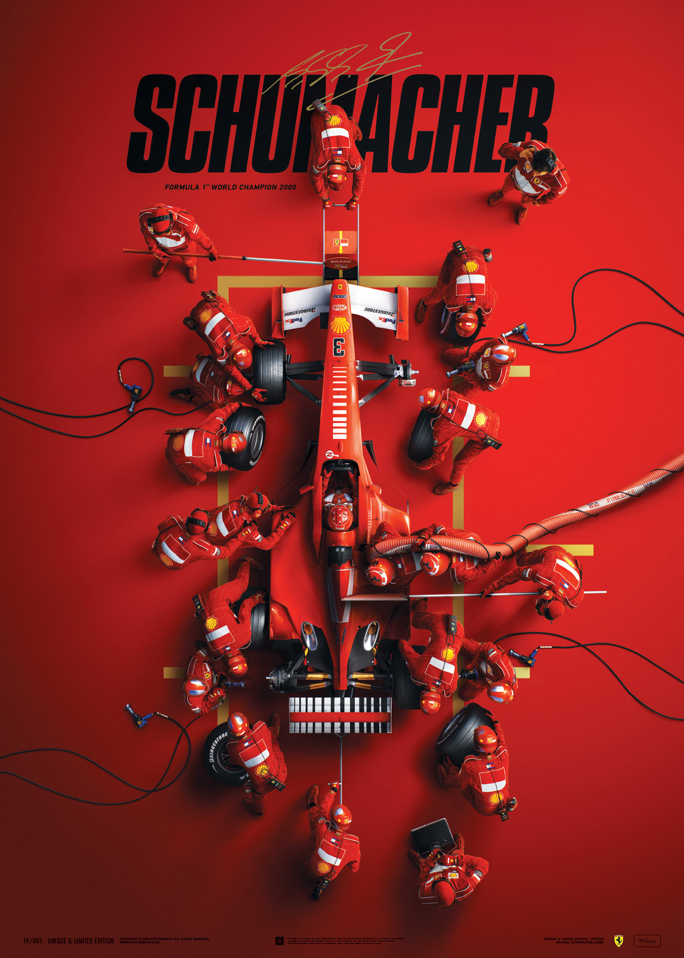 Michael Schumacher ferarri formula f1 automobilist Racing suzuka japan print poster