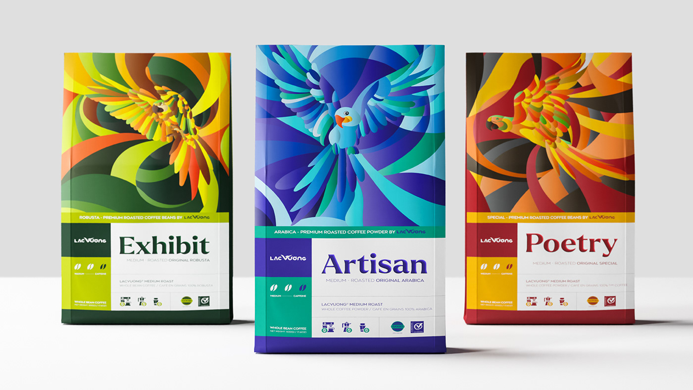 Coffee packaging design macaw cafe packaging designs visual identity Creative Design vietnam parrot vivian creative