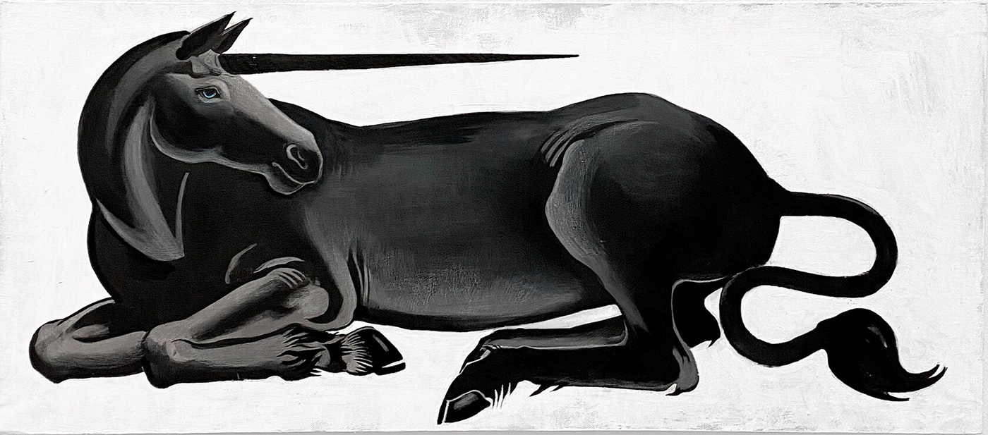 animals artwork black black unicorn canvas canvas painting Drawing  Nature oil unicorn