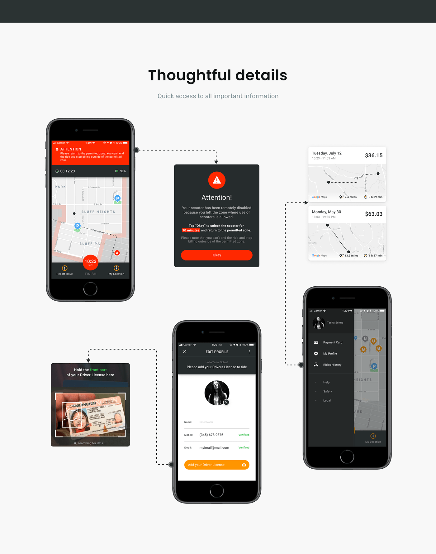 app design drive illustrations Interface mobile Scooter UI ux