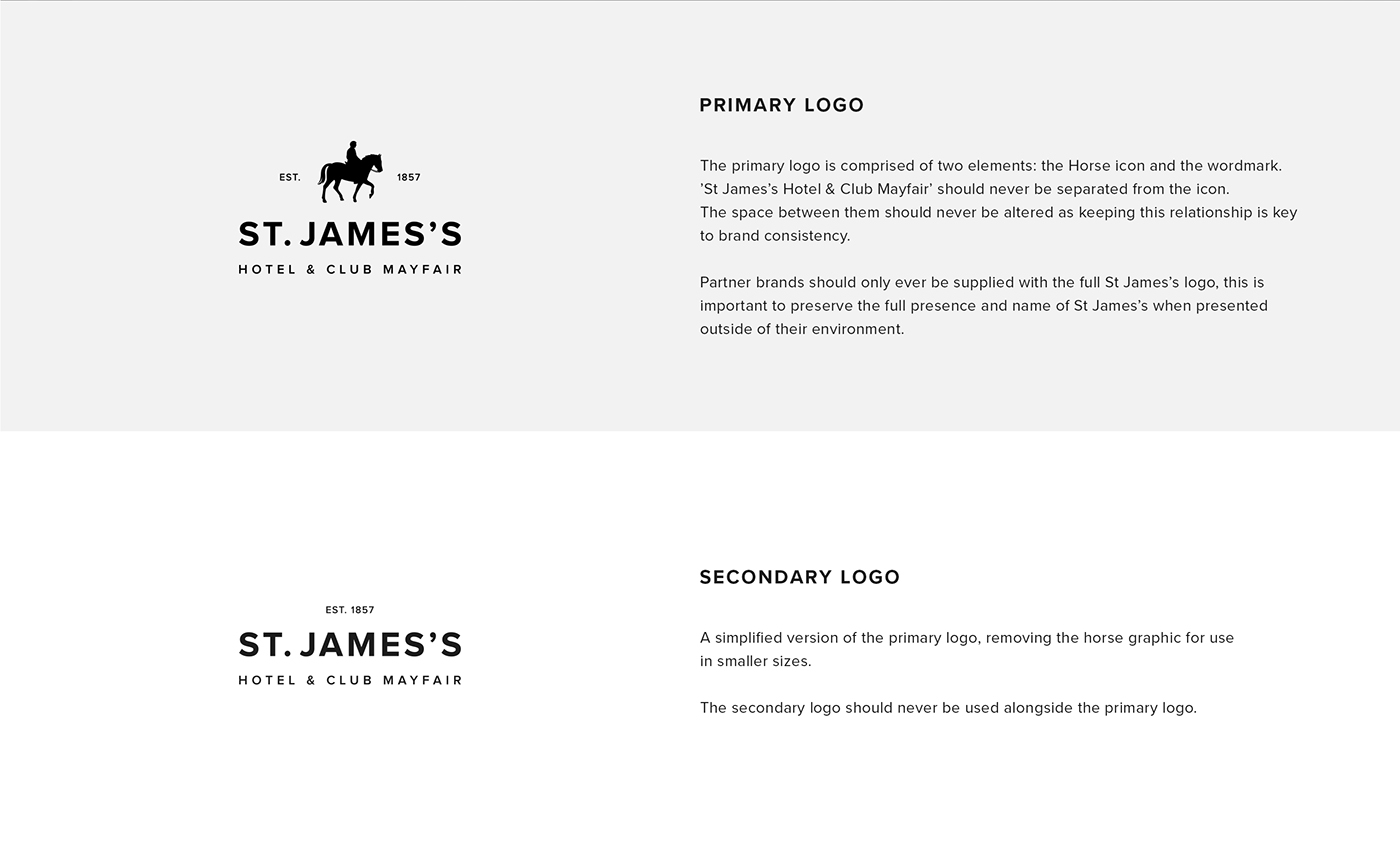 branding  st.james's hotel club mayfair London luxury logo identity print