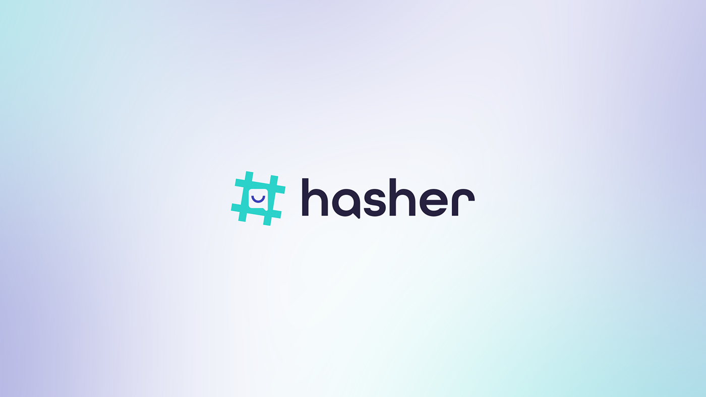 aplicativo app Chat happy hashtag logo Logotype