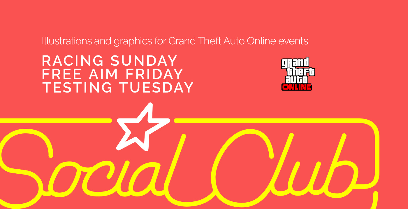 GTA ONLINE grand theft auto social club rockstar games social media portrait W Flemming hand drawn animated gif ILLUSTRATION 