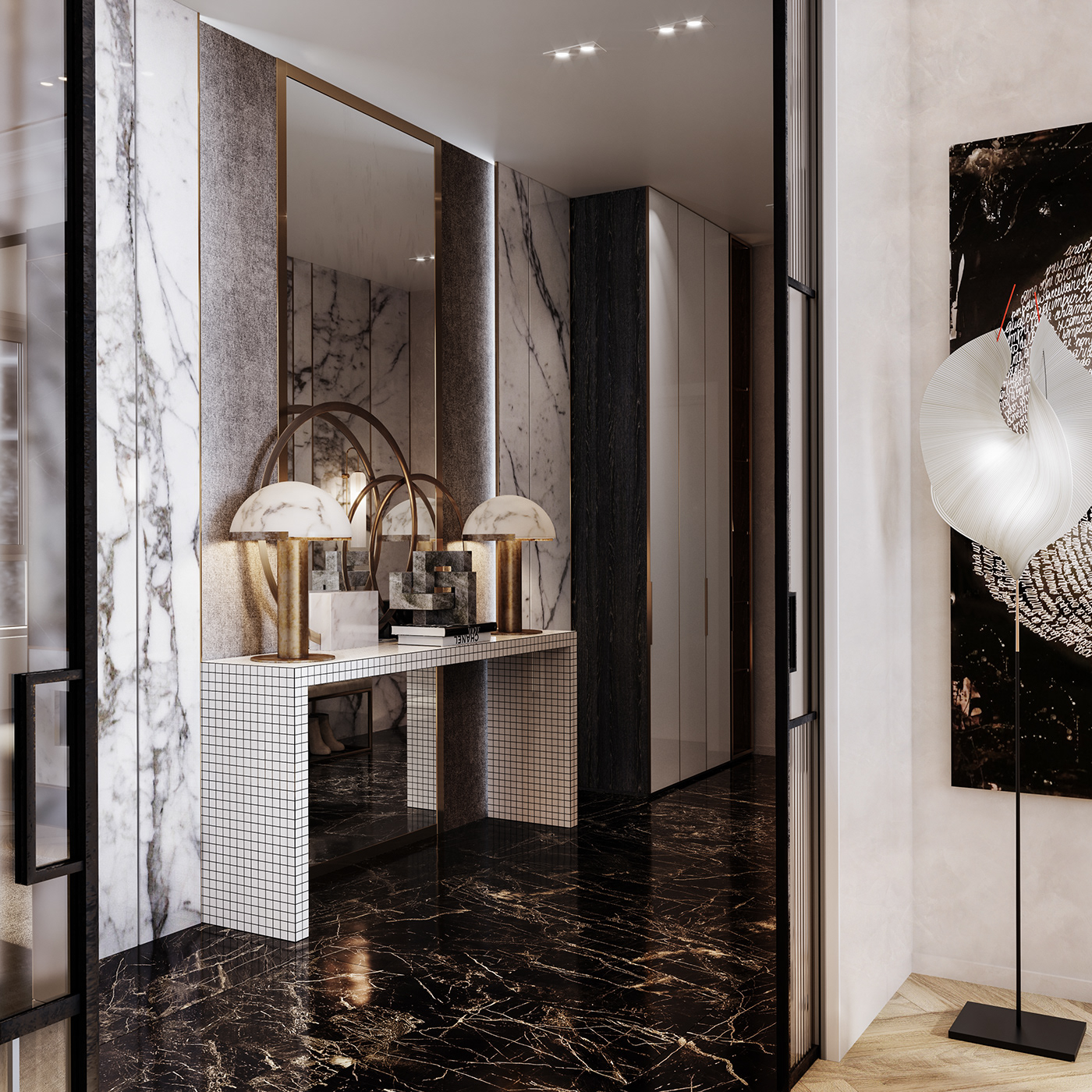 Interior design contemporary modern luxe 3ds max corona rendering CGI luxorious