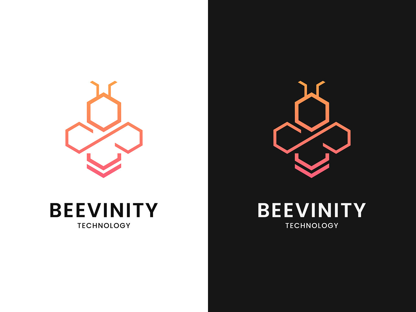 Logo Design Graphic Designer brand identity Logotype adobe illustrator bee logo abstract design Digital Art  Hexagonal logo infinity bee logo