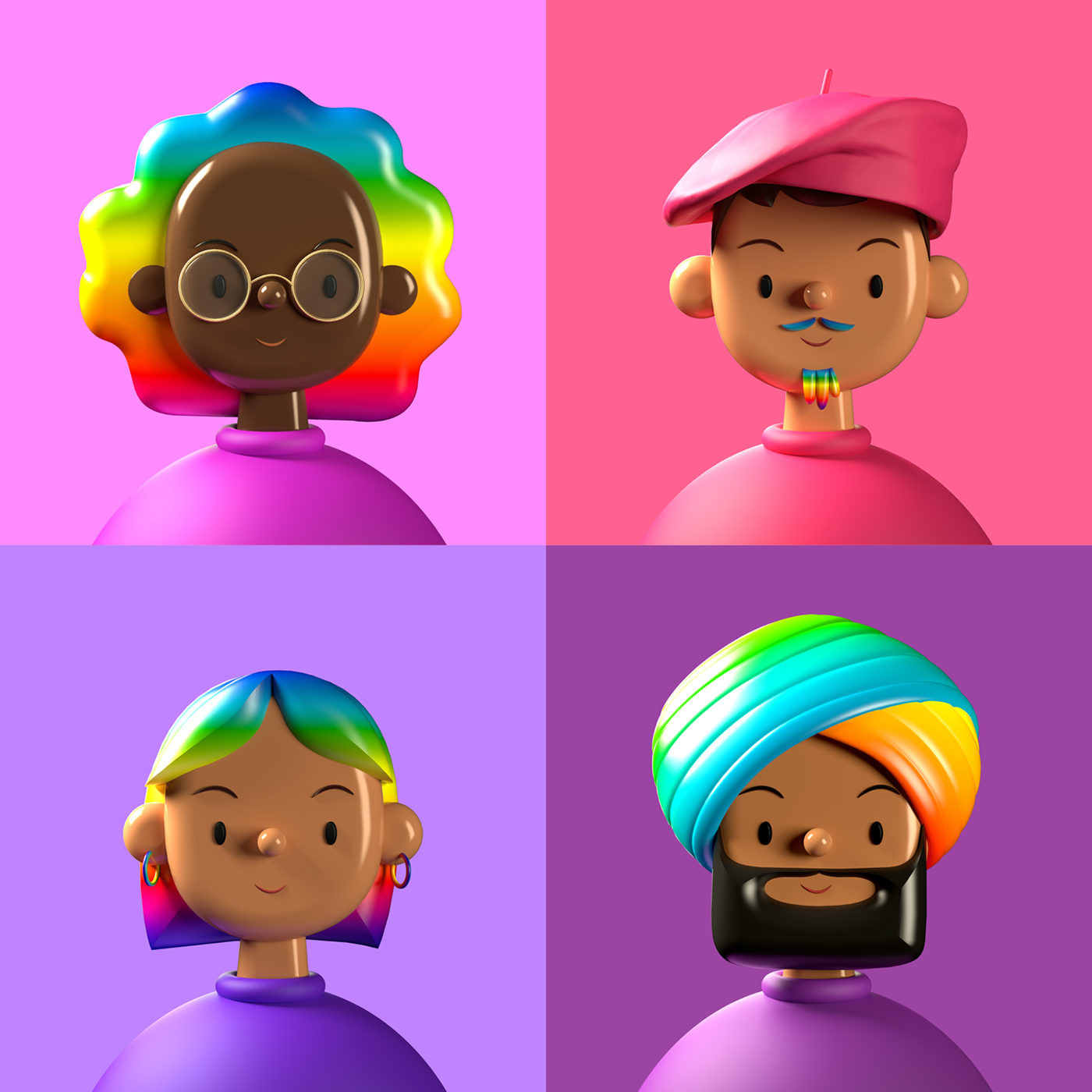 3D avatar c4d Character diverse Emoji free pride profile redshift