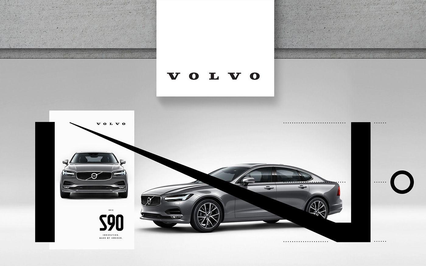 Volvo s90 Cars semiotik design fluid Responsive Retail environment Show black type letters