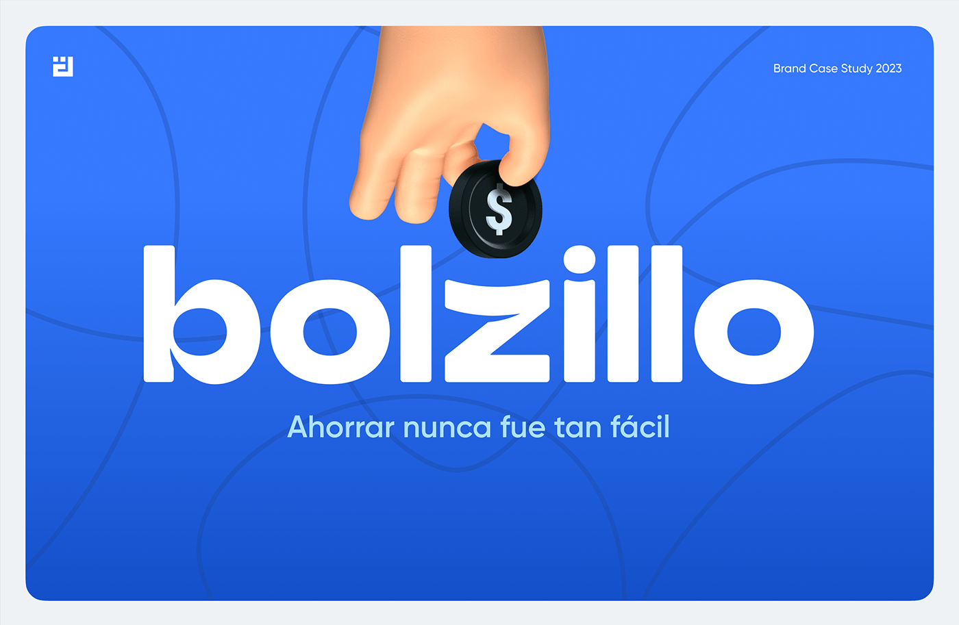 Bolzillo logotype with tagline, 3D illustration, and patterns.