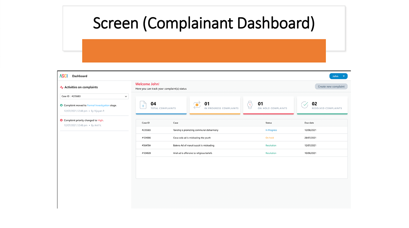 complaints dashboard messaging cms Advertising  UX design Case Study information design Complaint Management