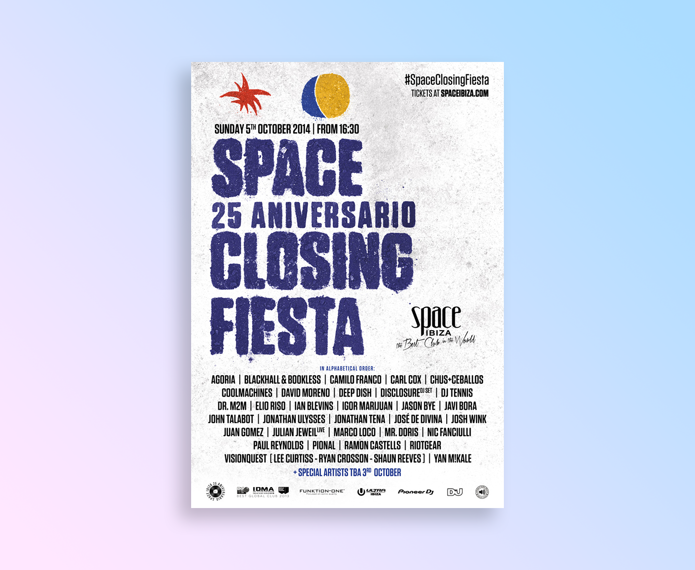 space ibiza Space  ibiza 25 aniversario 25th Anniversary closing fiesta party clubbing poster artwork manual typography tipografía manual Arena sand
