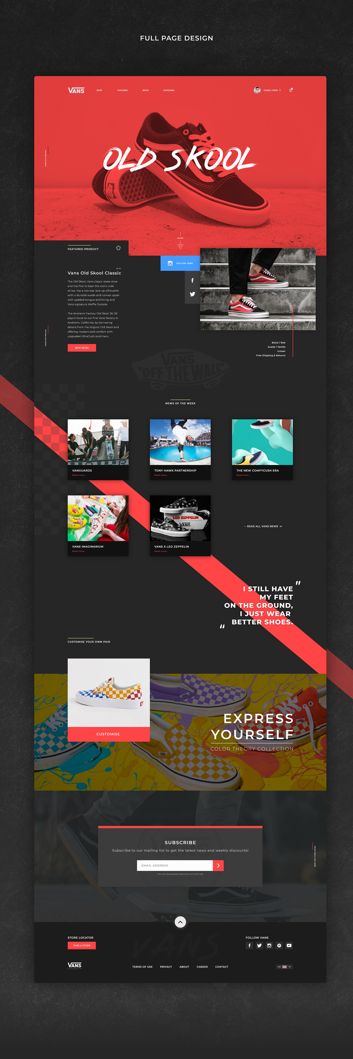 UI ux design landing Web Design  Vans branding  typography   Header animation 
