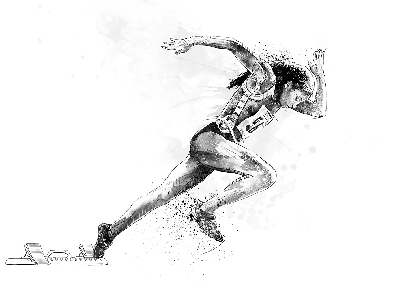 annual report black and white digital illustration drawings Editorial Illustration people portrait Portraiture sports watercolor