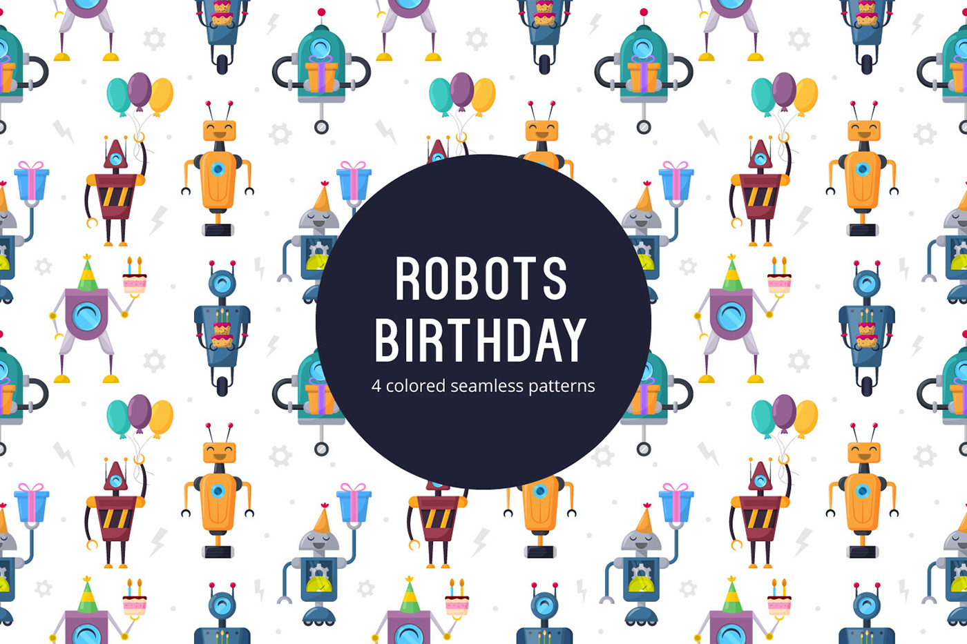 Birthday free freebie freebies freepattern pattern robot robots seamless