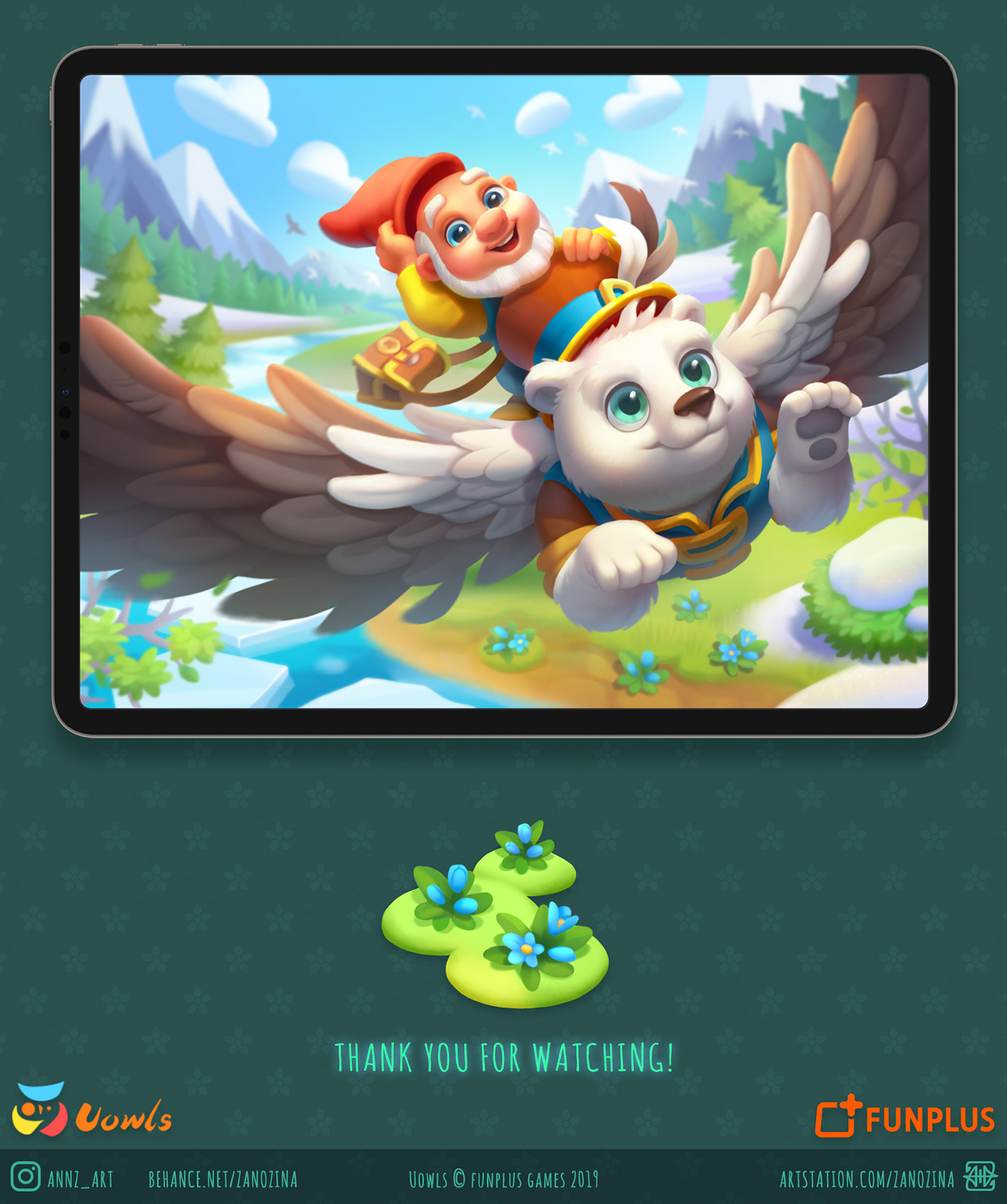 bear cartoon Digital Art  fantasy game design  gnome ILLUSTRATION  mobile spring stylized