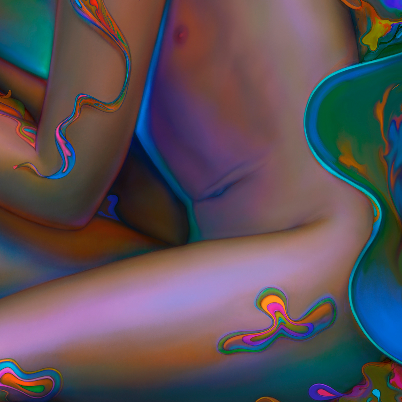 ILLUSTRATION  painting   neon portrait surrealism phantomia orrillo digital art popsurrealism