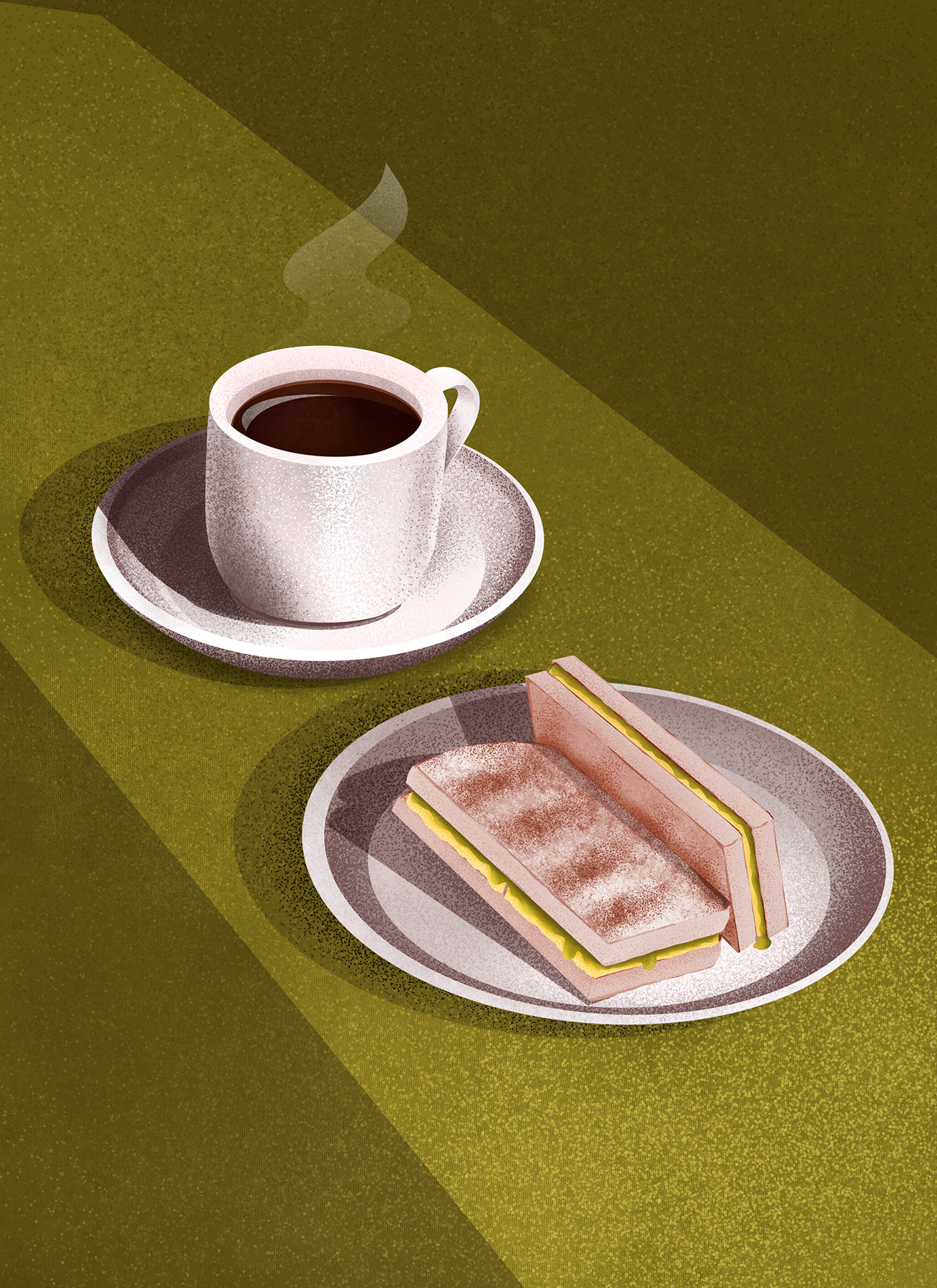 breakfast Coffee digital illustration kaya toast kopi singapore toast