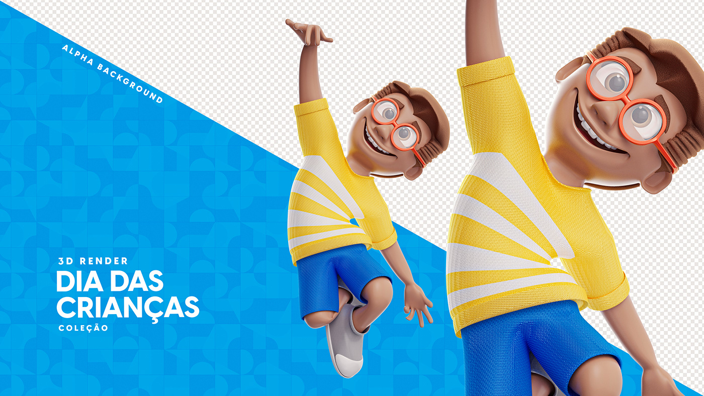 3D Character campanha children Children's Day Dia das Crianças key visual Personagem 3D publicidade selo 3d