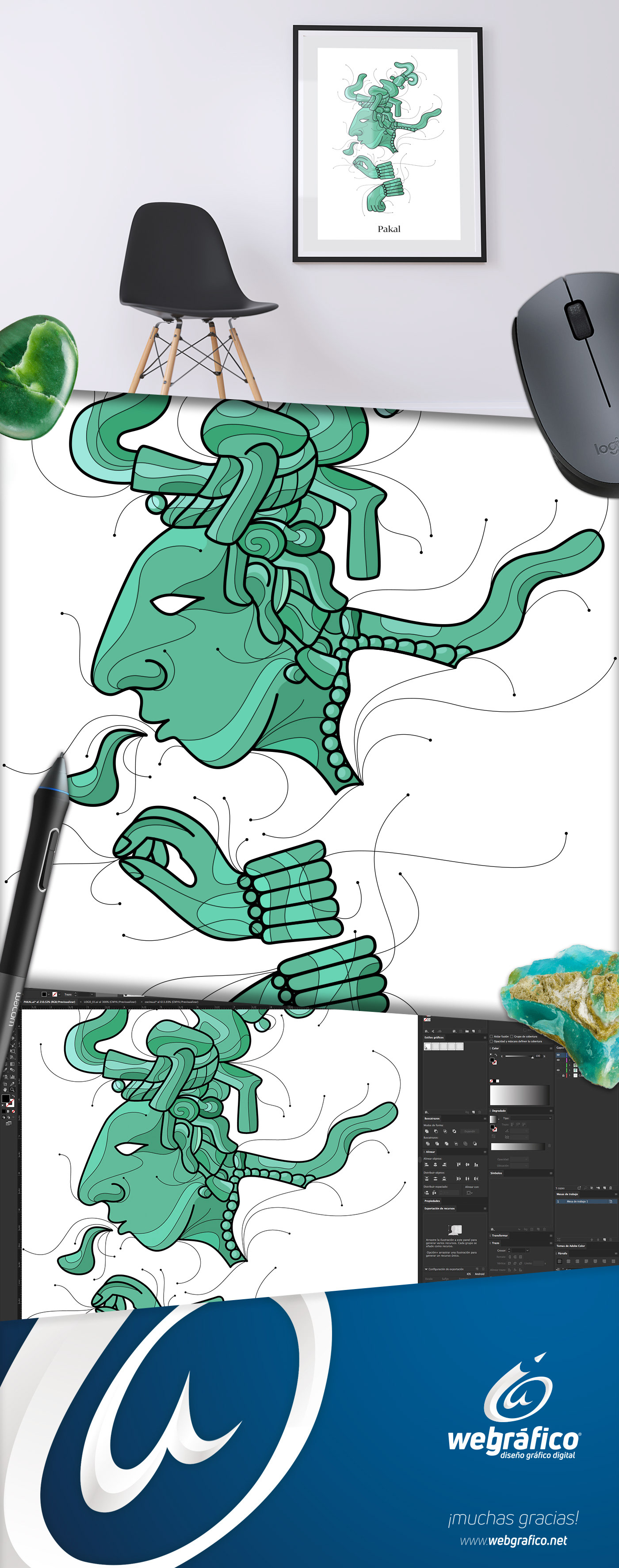 Pakal miguel colunga ilustrador aguascalientes mexico Illustrator adobe Maya