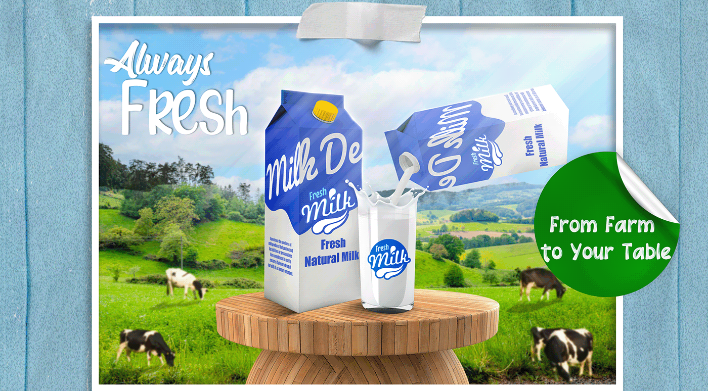 design designer graphic design  Graphic Designer Social media post milk brand identity branding  Advertising  Photography 