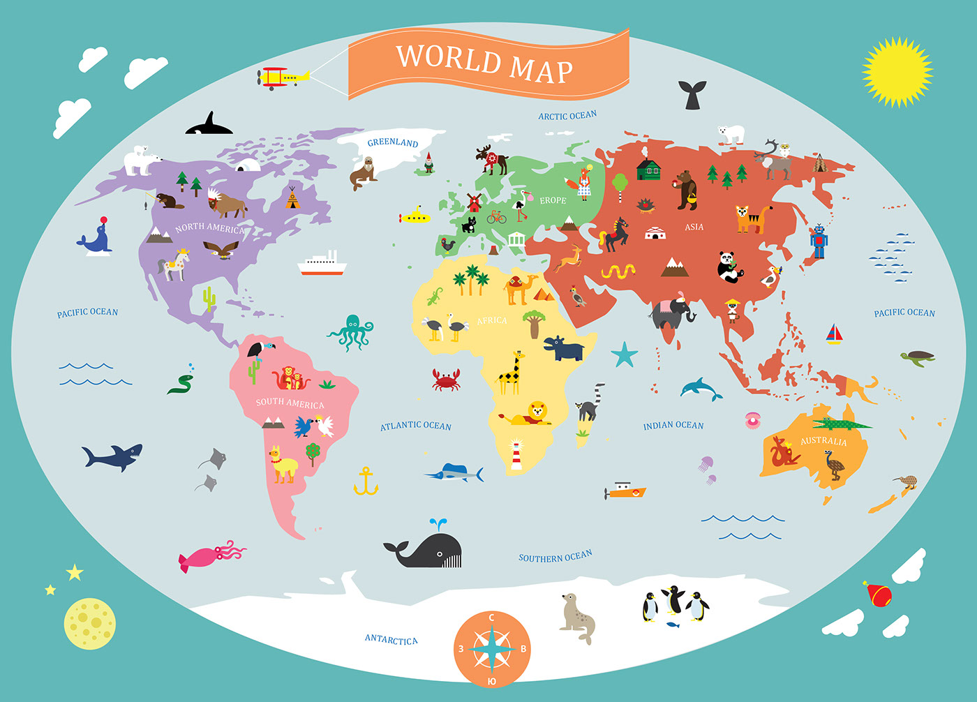 The world map for kids on Behance