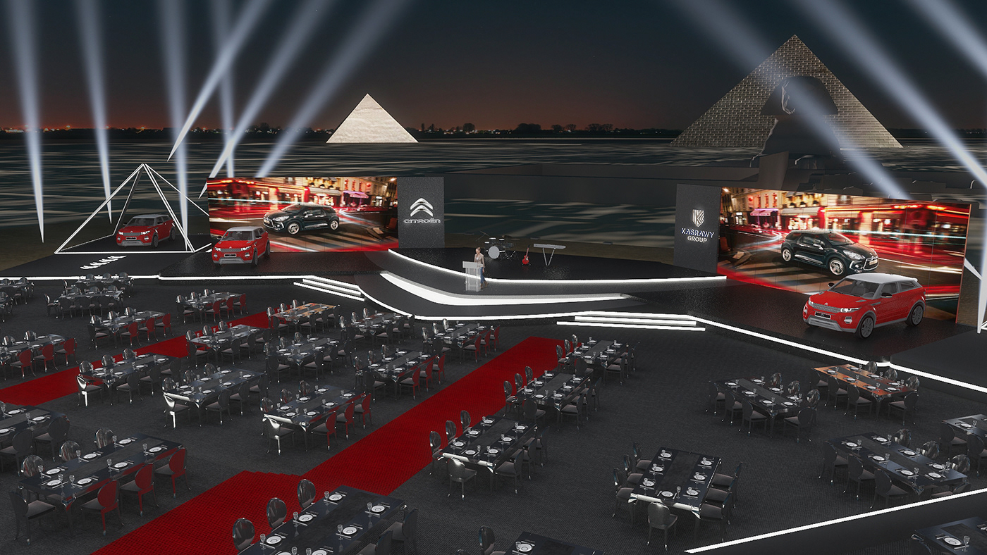 design creative eventplaning citroen pyramids egypt automotive   Event eventlighting Stage