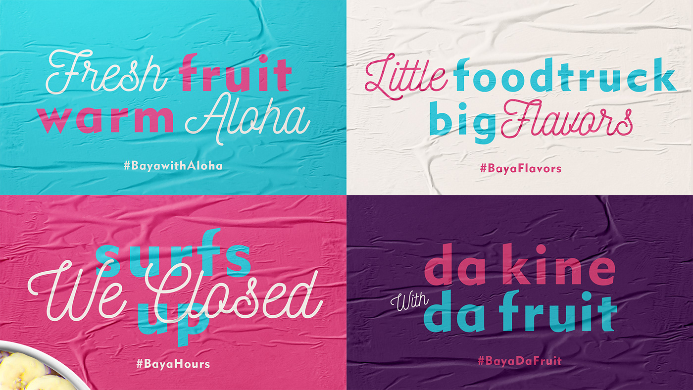 branding  acai Fruit smoothies identity logo HAWAII foodtruck styleguide typography  