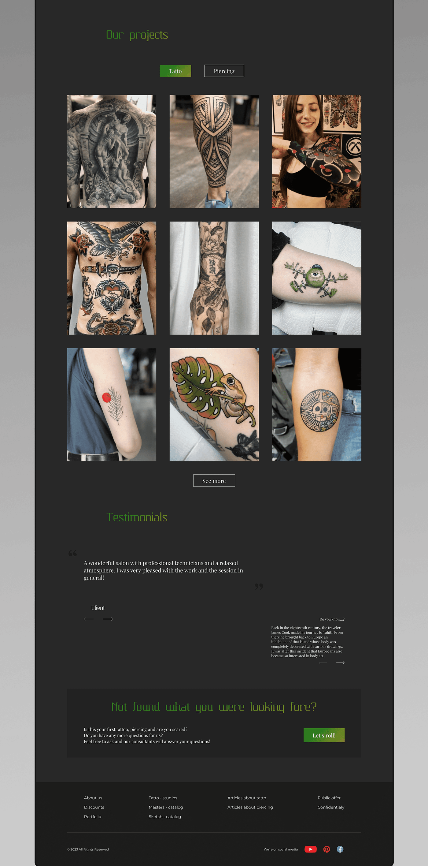 adobe illustrator design Figma landing page mobile design tattoo UI/UX user interface Web Design  Website