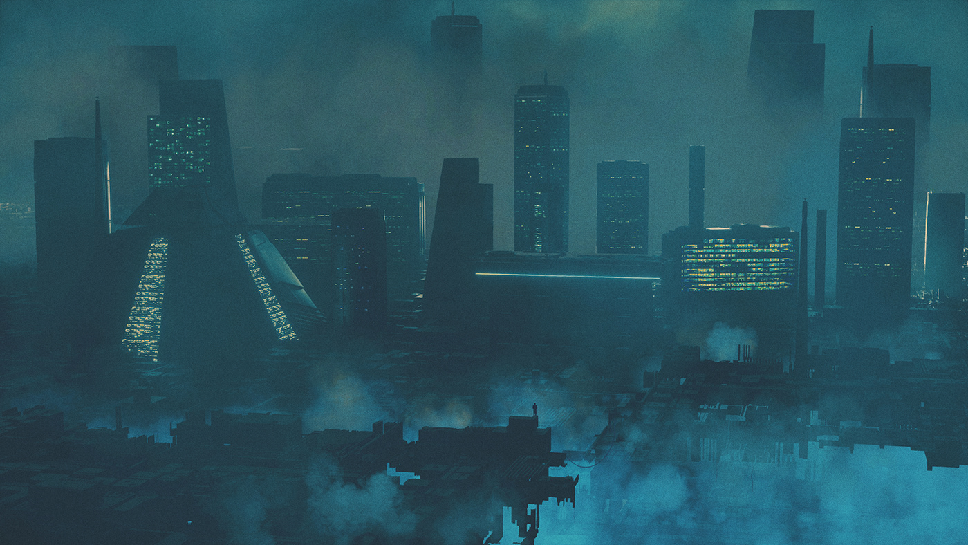 Cyberpunk Scifi concept art digital illustration 3d art 3D Rendering cityscape neon futuristic conceptart