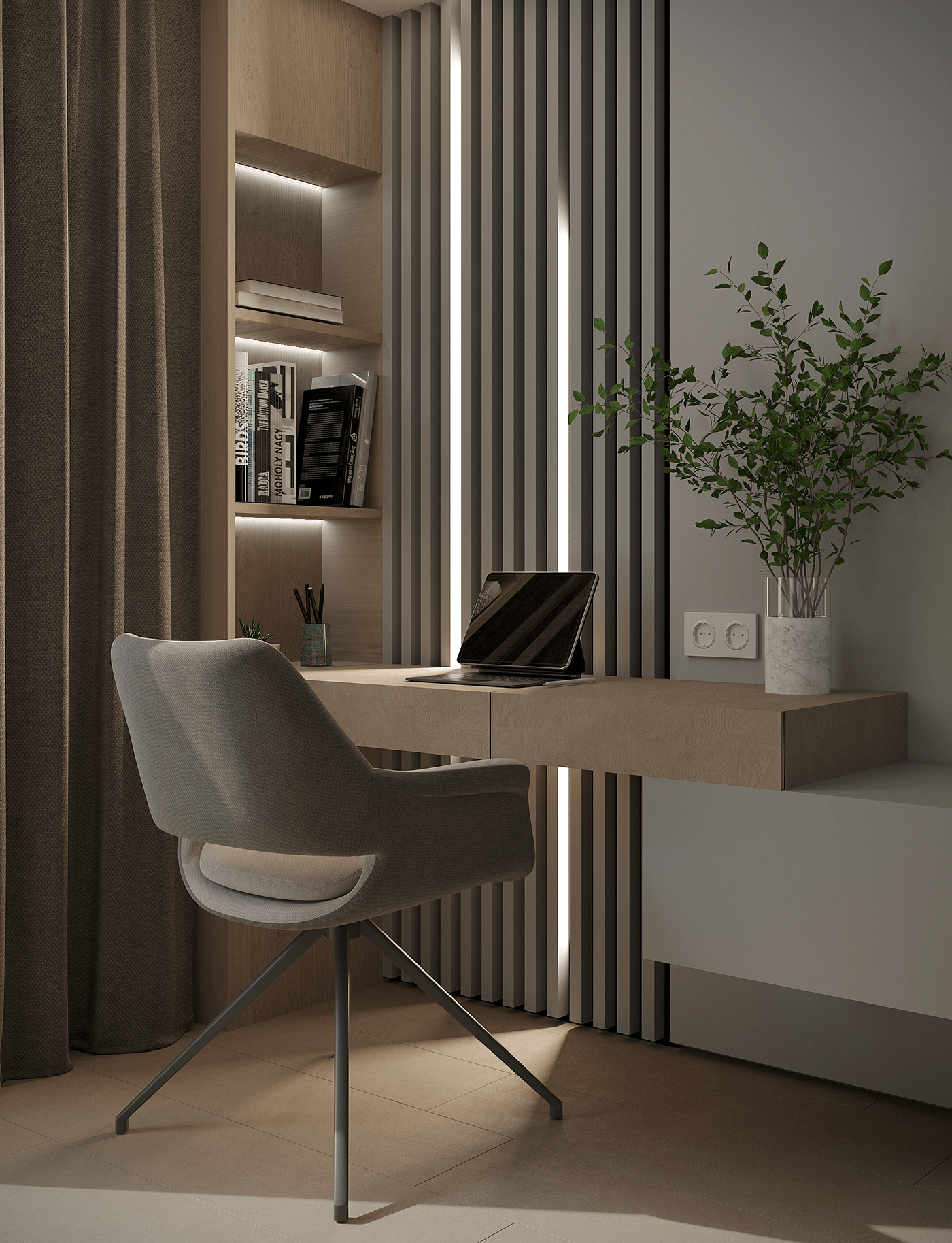 3ds max corona render  visualization interior design  cabinet interior home office