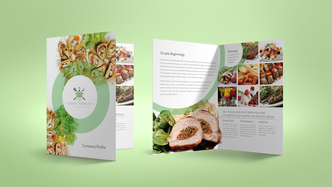 brand identity catering Food  Pakistan menu flyer Identity Design profile brochure karachi