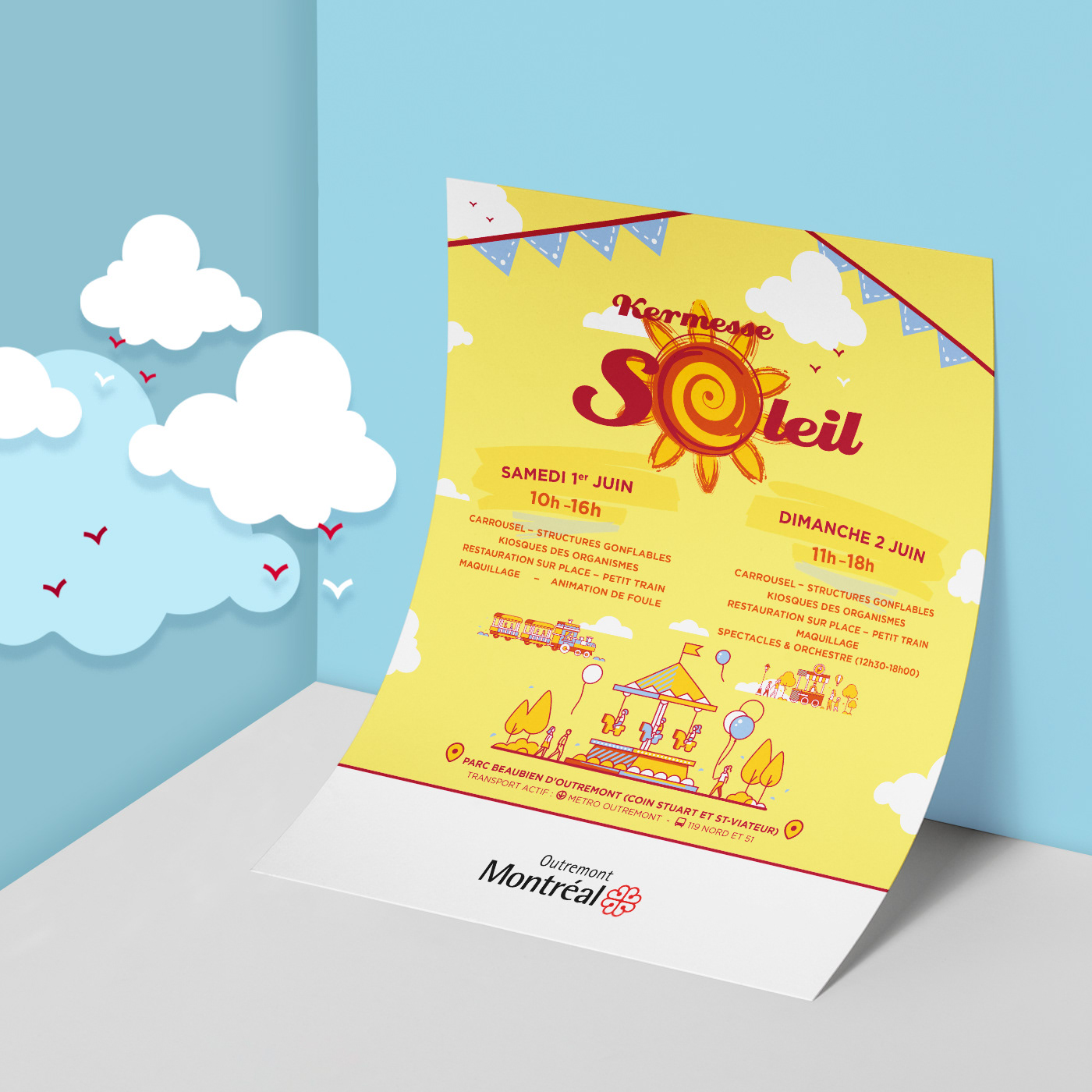 Outremont Kermesse Soleil banners flyers Event programmation icons