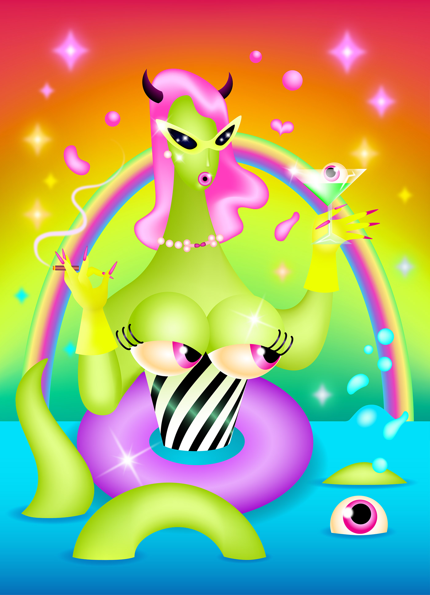 color alien octopussy pop