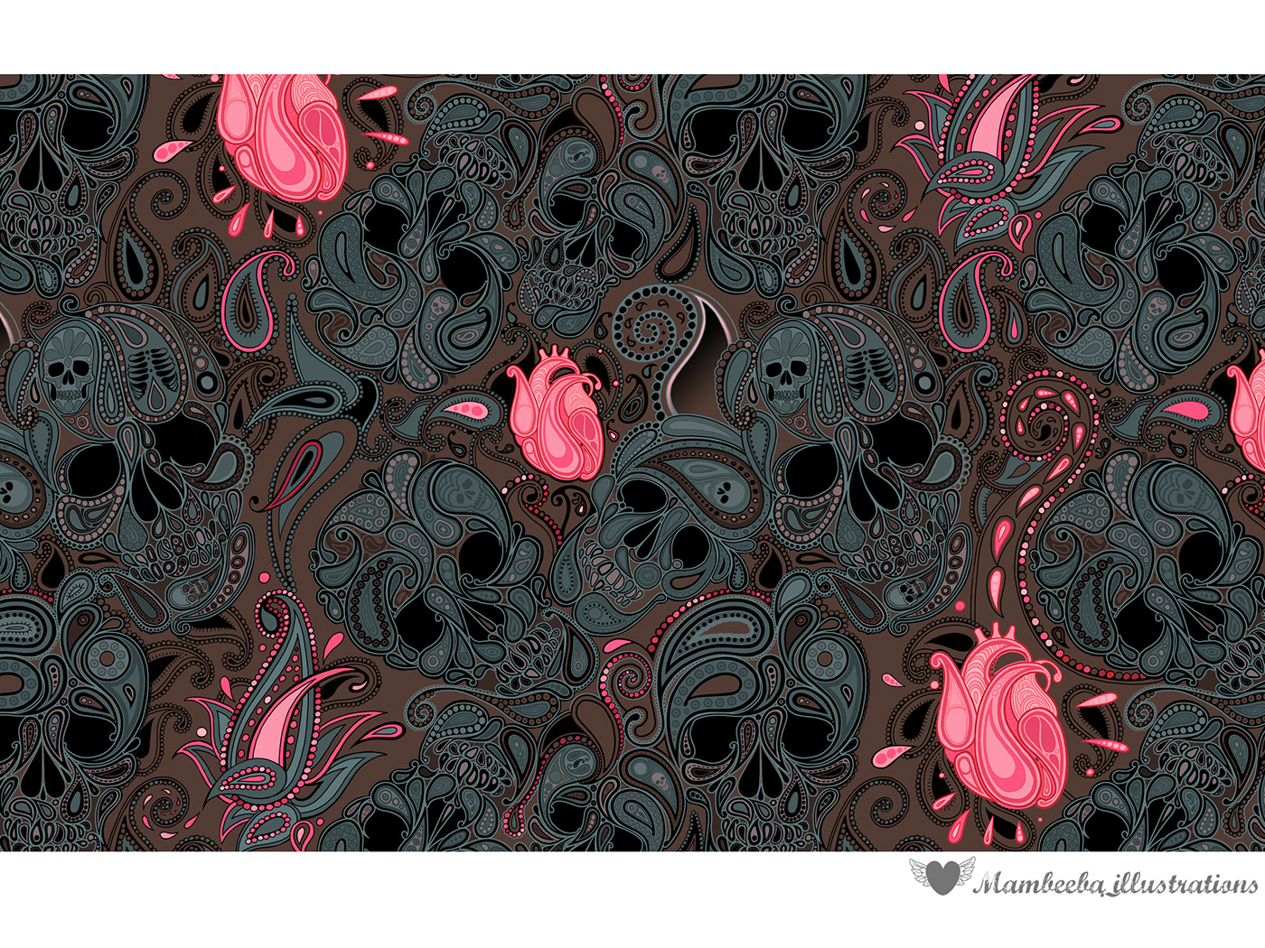 fabric pattern ornament paisley pattern print scull wall covering wall paper