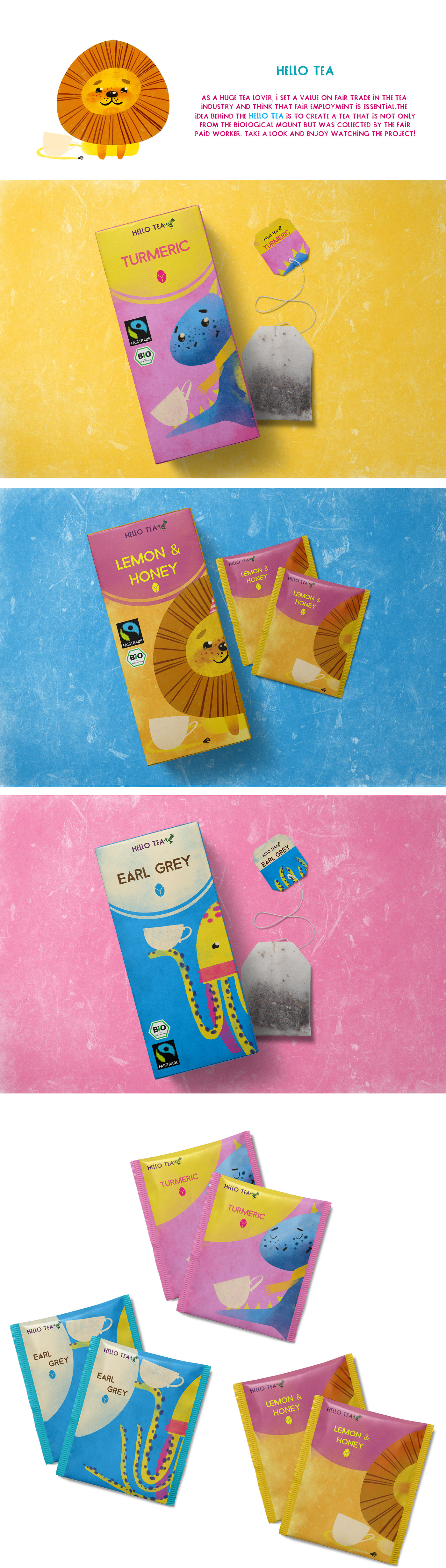 animal design colourful package funny design illustrated Illustrated Package illustration project package concept package design  Product concept tea