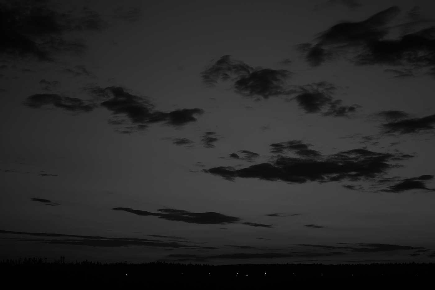 black and white clouds dark forest horizon Landscape moon Nature SKY