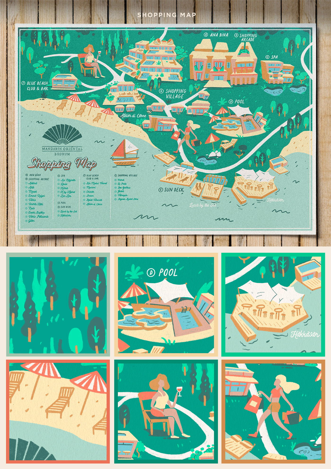 design flamadesignhouse graphic Guide hotel ILLUSTRATION  infographic map Shopping typography  