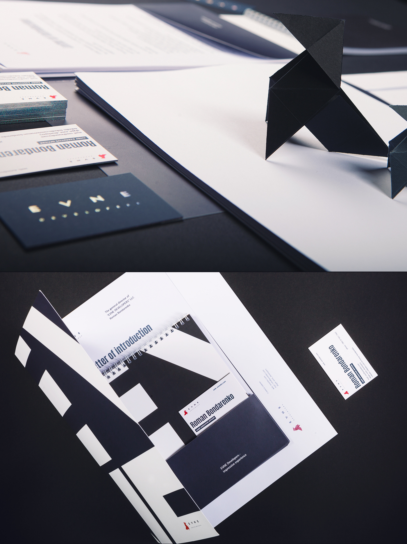 branding  company graphic design  art direction  agency identity business card modern minimal dark