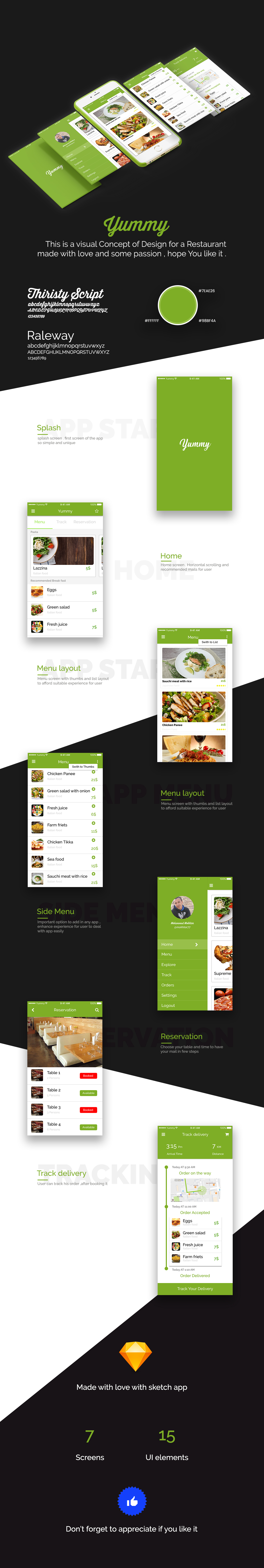 design UI ux foodapp   yummy interaction mobile ios VisualDesign