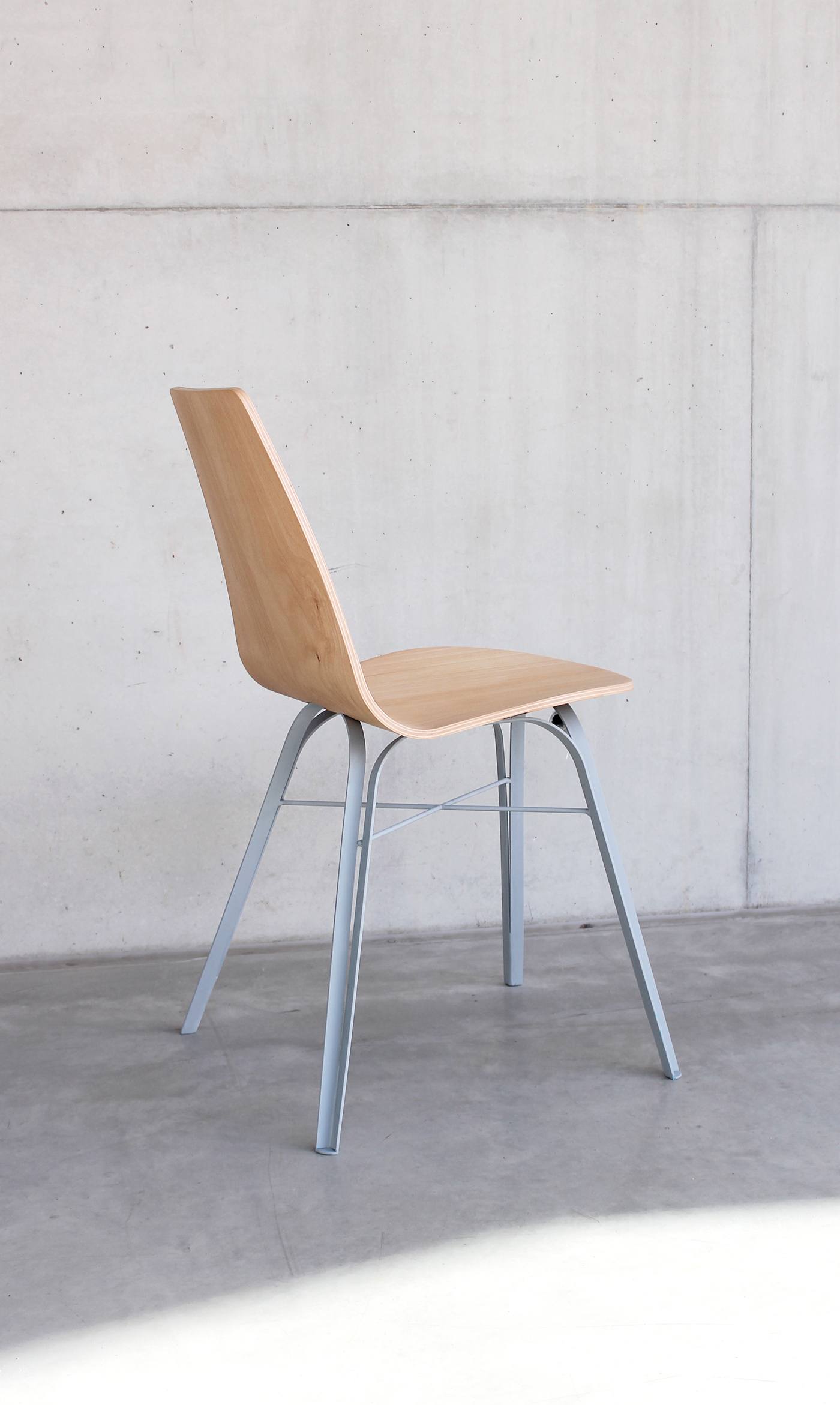 chair plywood steel seat bent soft gray Beech mome schoolproject